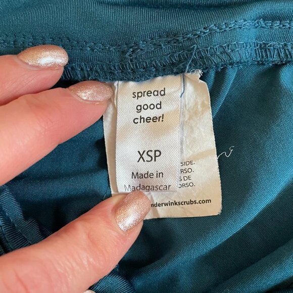 Turquoise scrub top and pants set with pockets XS - Picture 9 of 13